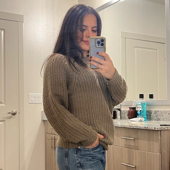 Vintage Taupe Brown Open Knit Chunky Oversized Pullover Sweater - Picture 3 of 11